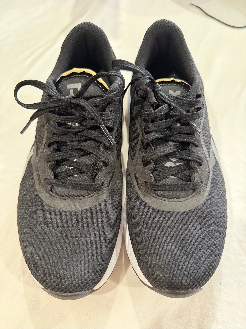 Reebok Men's Black Athletic Sneakers with White Sole